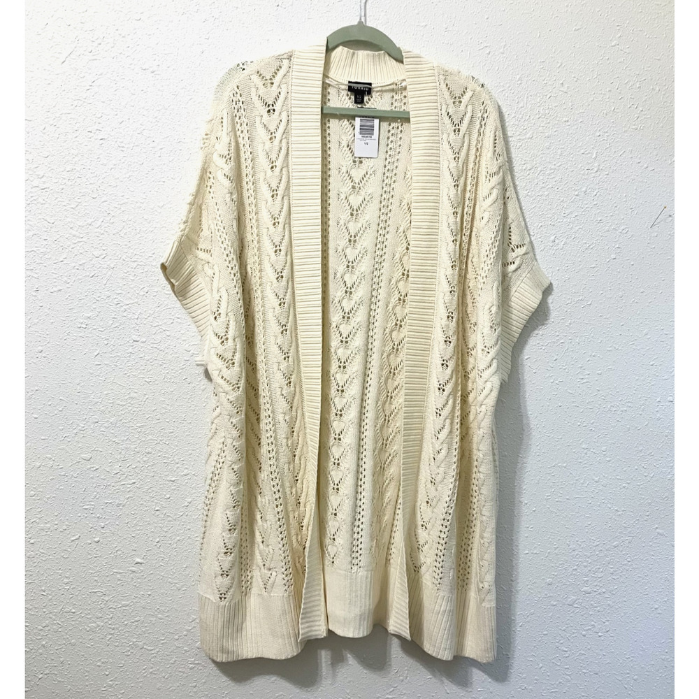 NEW Torrid Cream Vest Dolman Open Front Knit Cardigan Sweater Sz 1/2 NO BELT